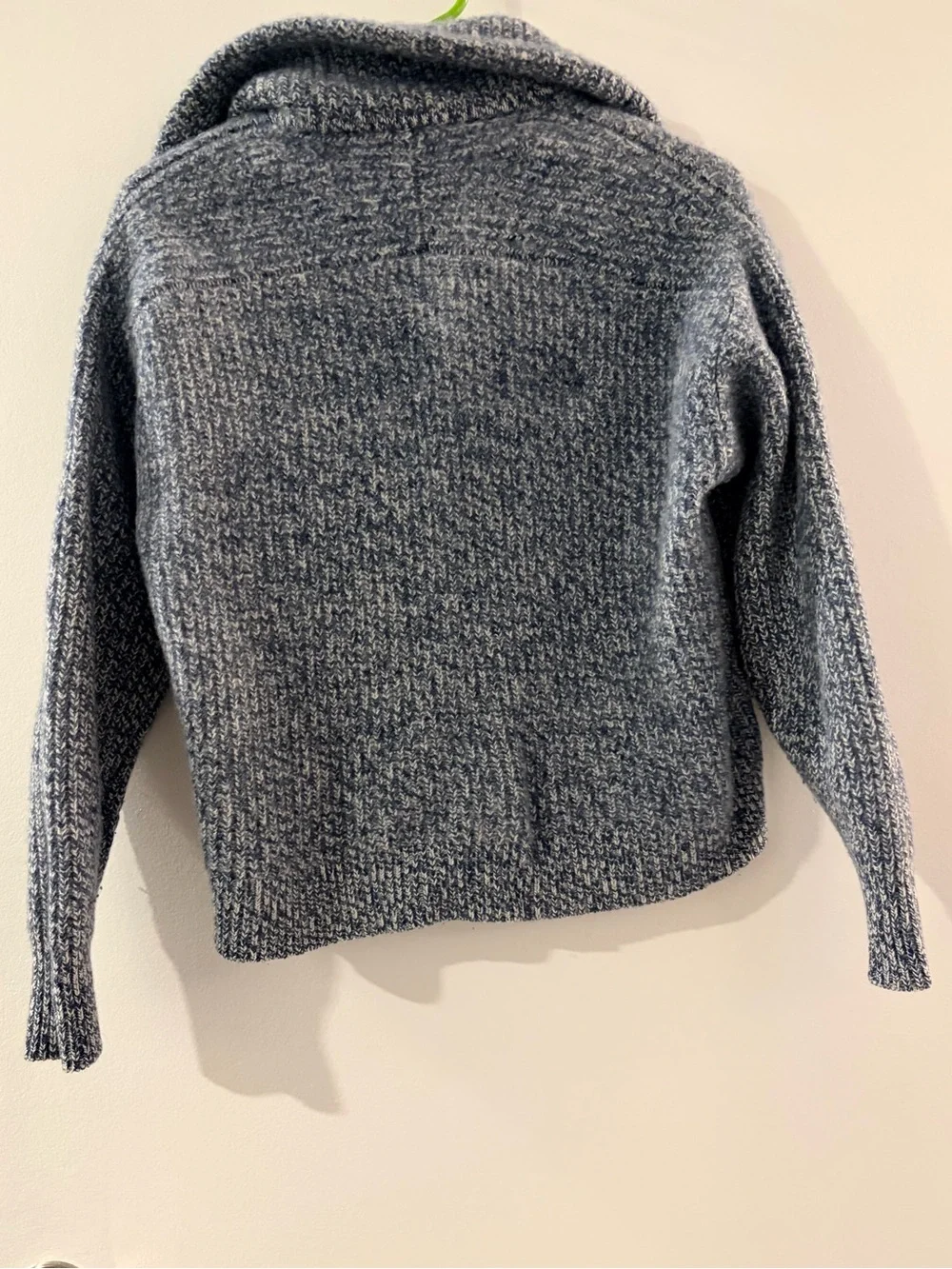 Everlane Heathered Blue-Gray Zip Knit Sweater, 100% wool - Picture 2 of 7